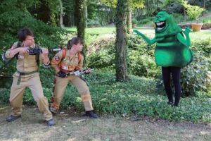 teenagers role play in costumes